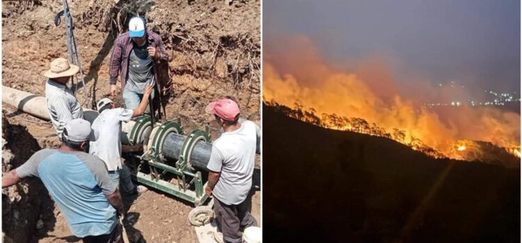 Incendio forestal alcanza tuberías de agua potable en Putla, Oaxaca; deja a la población sin suministro